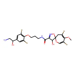 1,6-Dioxa-2-azaspiro(4.6)undeca-2,7,9-triene-3-carboxamide,N-(3-(4-(2-amino-1-hydroxyethyl)-2,6-dibromophenoxy)propyl)-8,10-dibromo-4-hydroxy-9-methoxy- structure