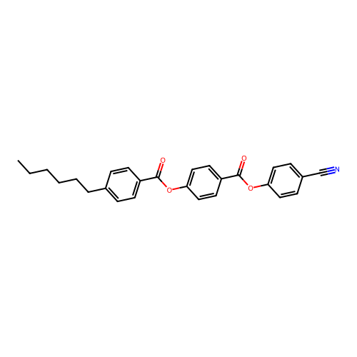 Benzoic acid, 4-hexyl-, 4-[(4-cyanophenoxy)carbonyl]phenyl ester structure