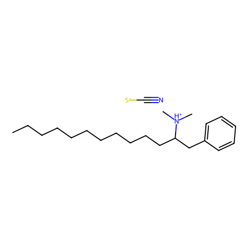 Dimethyl(1-phenyltridecan-2-yl)azanium thiocyanate structure