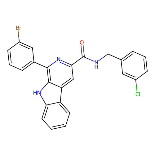 1-(3-bromophenyl)-N-(3-chlorobenzyl)-9H-beta-carboline-3-carboxamide structure