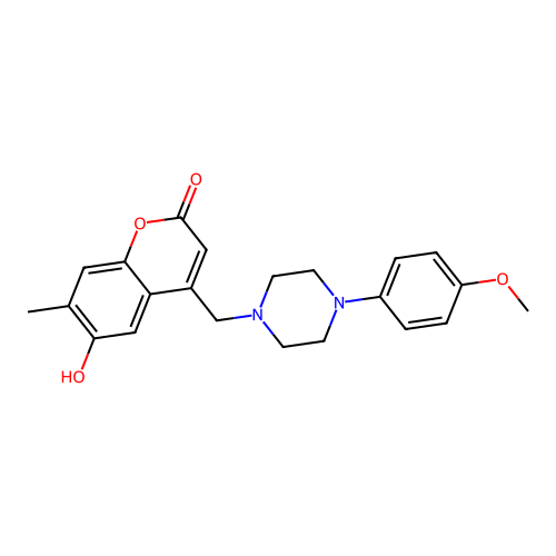 6-hydroxy-4-((4-(4-methoxyphenyl)piperazin-1-yl)methyl)-7-methyl-2H-chromen-2-one structure
