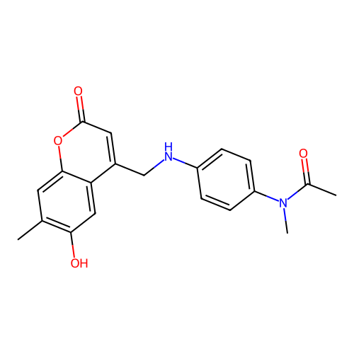 N-(4-(((6-hydroxy-7-methyl-2-oxo-2H-chromen-4-yl)methyl)amino)phenyl)-N-methylacetamide structure