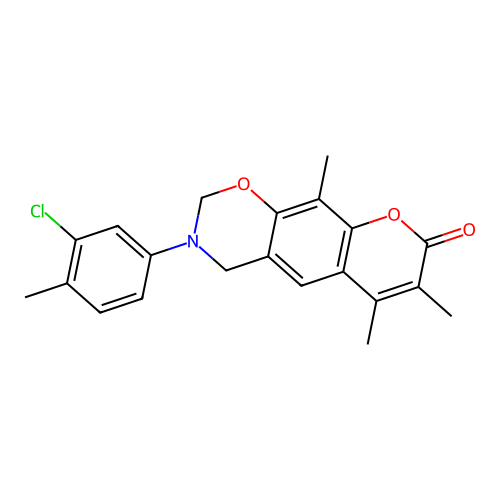 3-(3-chloro-4-methylphenyl)-6,7,10-trimethyl-3,4-dihydrochromeno[6,7-e][1,3]oxazin-8(2H)-one structure