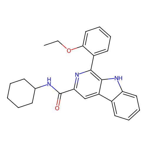 N-cyclohexyl-1-(2-ethoxyphenyl)-9H-pyrido[3,4-b]indole-3-carboxamide structure