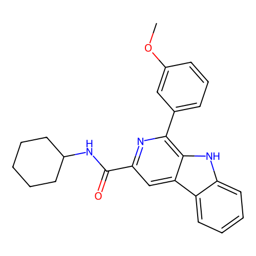 N-cyclohexyl-1-(3-methoxyphenyl)-9H-pyrido[3,4-b]indole-3-carboxamide structure