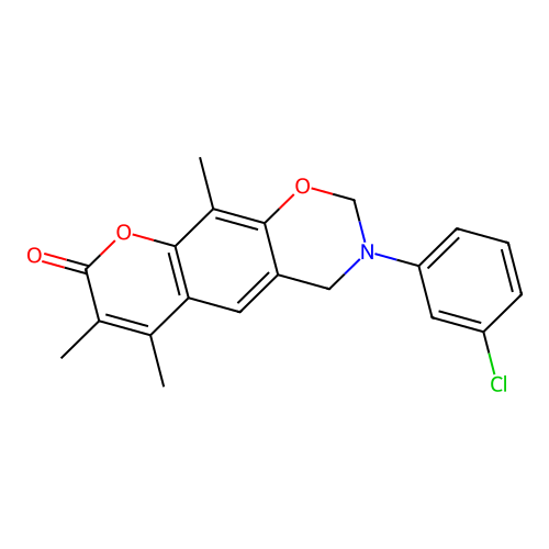 3-(3-chlorophenyl)-6,7,10-trimethyl-3,4-dihydrochromeno[6,7-e][1,3]oxazin-8(2H)-one structure