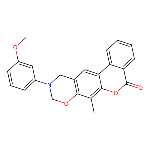 10-(3-methoxyphenyl)-7-methyl-10,11-dihydrobenzo[3,4]chromeno[6,7-e][1,3]oxazin-5(9H)-one structure