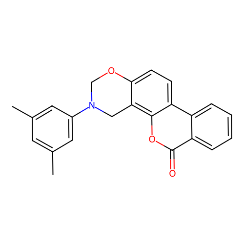 3-(3,5-dimethylphenyl)-3,4-dihydrobenzo[3,4]chromeno[8,7-e][1,3]oxazin-6(2H)-one structure