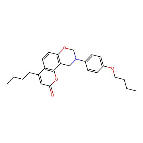 9-(4-butoxyphenyl)-4-butyl-9,10-dihydrochromeno[8,7-e][1,3]oxazin-2(8H)-one structure