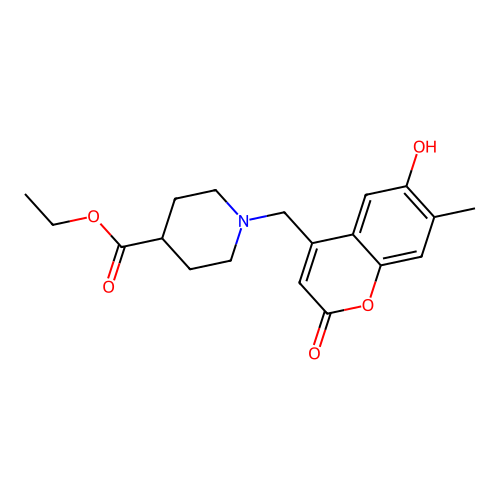 Ethyl 1-[(6-hydroxy-7-methyl-2-oxochromen-4-yl)methyl]piperidine-4-carboxylate structure