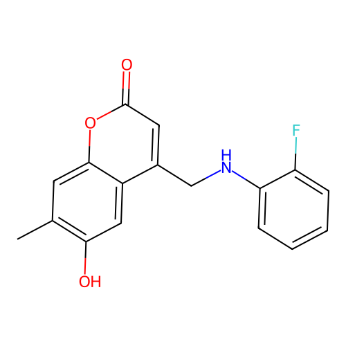 4-{[(2-fluorophenyl)amino]methyl}-6-hydroxy-7-methyl-2H-chromen-2-one structure