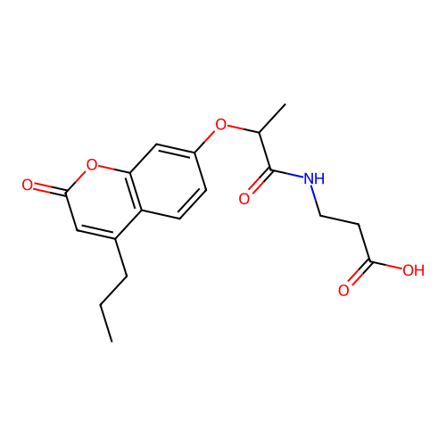 N-{2-[(2-oxo-4-propyl-2H-chromen-7-yl)oxy]propanoyl}-beta-alanine structure