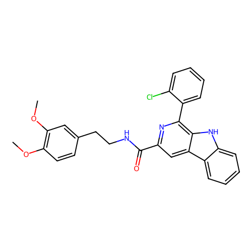 1-(2-chlorophenyl)-N-(3,4-dimethoxyphenethyl)-9H-pyrido[3,4-b]indole-3-carboxamide structure