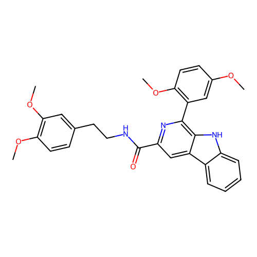 1-(2,5-dimethoxyphenyl)-N-[2-(3,4-dimethoxyphenyl)ethyl]-9H-beta-carboline-3-carboxamide structure