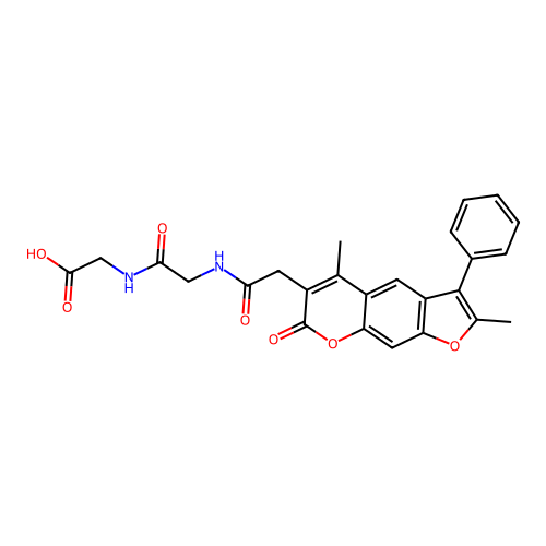 2-(2-(2-(2,5-dimethyl-7-oxo-3-phenyl-7H-furo[3,2-g]chromen-6-yl)acetamido)acetamido)acetic acid structure