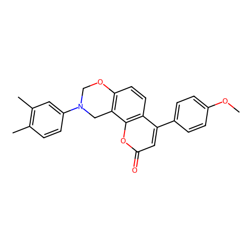 9-(3,4-dimethylphenyl)-4-(4-methoxyphenyl)-9,10-dihydrochromeno[8,7-e][1,3]oxazin-2(8H)-one structure