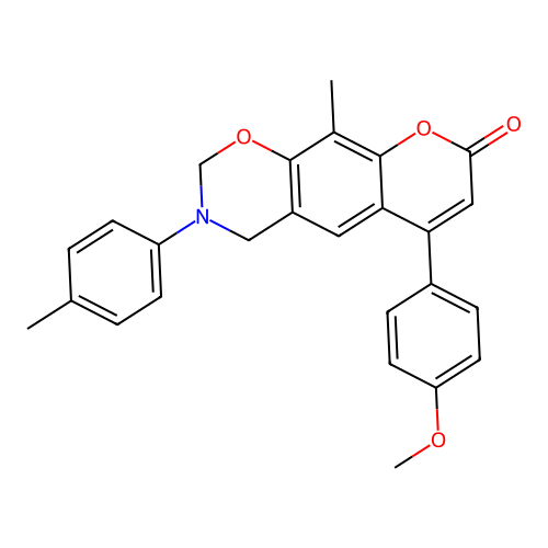 6-(4-methoxyphenyl)-10-methyl-3-(p-tolyl)-3,4-dihydrochromeno[6,7-e][1,3]oxazin-8(2H)-one structure