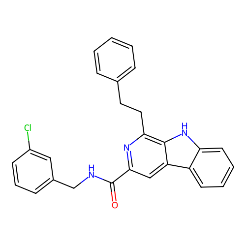 N-(3-chlorobenzyl)-1-(2-phenylethyl)-9H-beta-carboline-3-carboxamide structure