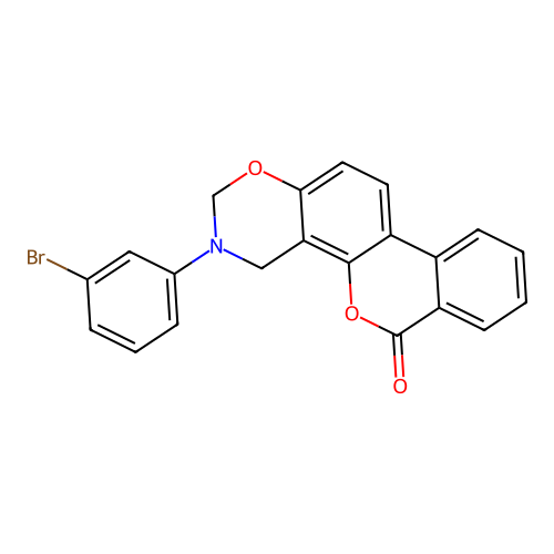 3-(3-bromophenyl)-3,4-dihydrobenzo[3,4]chromeno[8,7-e][1,3]oxazin-6(2H)-one structure