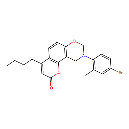 9-(4-bromo-2-methylphenyl)-4-butyl-9,10-dihydrochromeno[8,7-e][1,3]oxazin-2(8H)-one structure