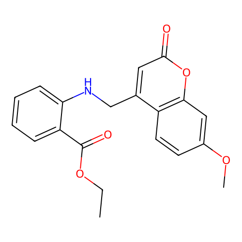 ethyl 2-{[(7-methoxy-2-oxo-2H-chromen-4-yl)methyl]amino}benzoate structure