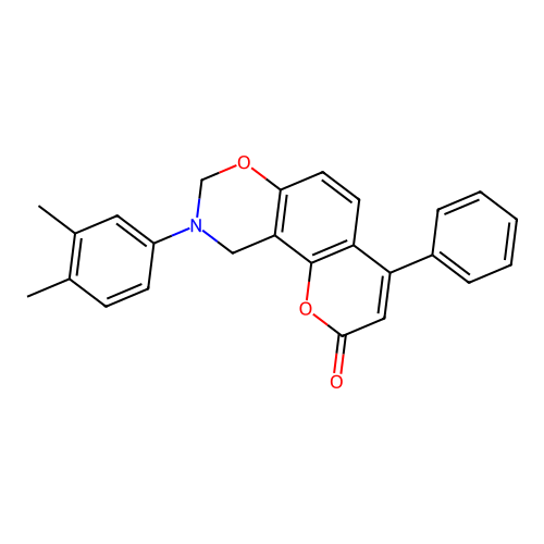 9-(3,4-dimethylphenyl)-4-phenyl-9,10-dihydrochromeno[8,7-e][1,3]oxazin-2(8H)-one structure