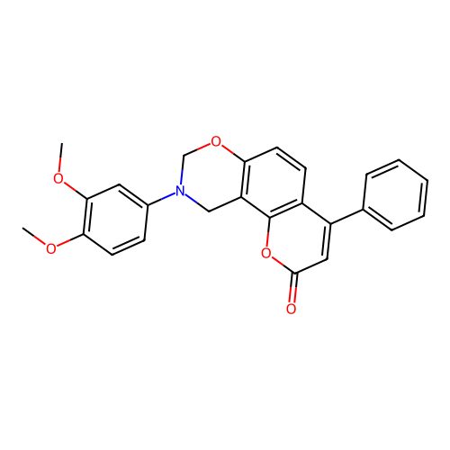 9-(3,4-dimethoxyphenyl)-4-phenyl-9,10-dihydrochromeno[8,7-e][1,3]oxazin-2(8H)-one structure