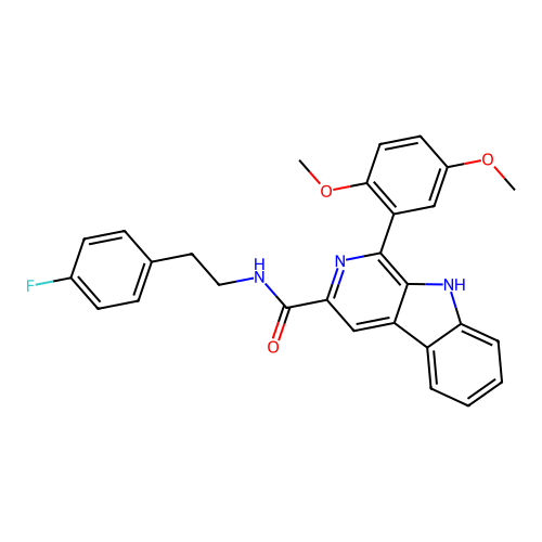 1-(2,5-dimethoxyphenyl)-N-(4-fluorophenethyl)-9H-pyrido[3,4-b]indole-3-carboxamide structure