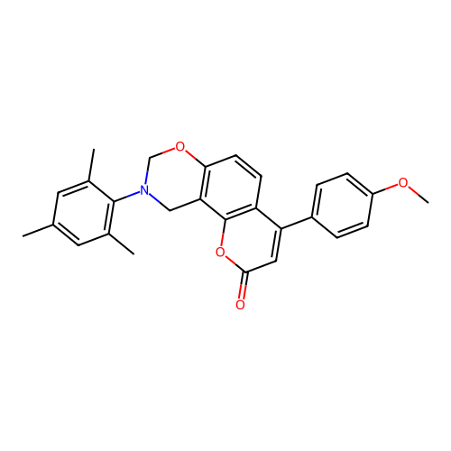 9-mesityl-4-(4-methoxyphenyl)-9,10-dihydrochromeno[8,7-e][1,3]oxazin-2(8H)-one structure