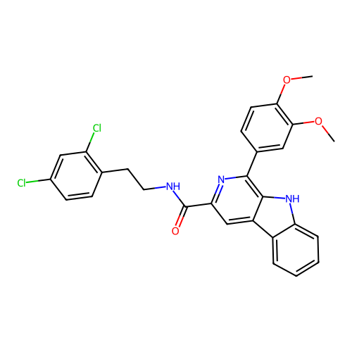N-(2,4-dichlorophenethyl)-1-(3,4-dimethoxyphenyl)-9H-pyrido[3,4-b]indole-3-carboxamide structure