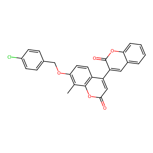 7'-((4-chlorobenzyl)oxy)-8'-methyl-2H,2'H-[3,4'-bichromene]-2,2'-dione structure