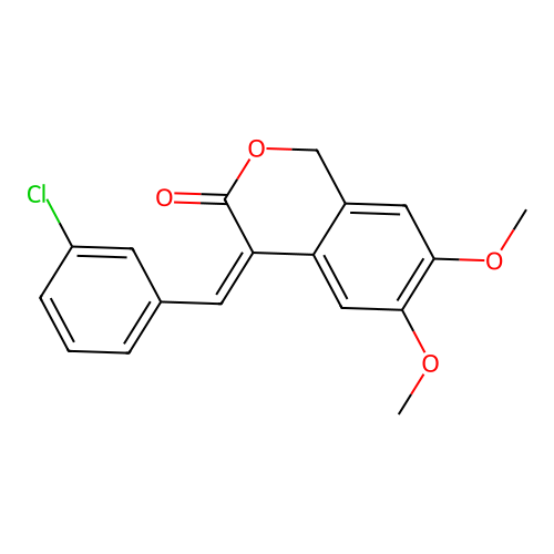(4Z)-4-(3-chlorobenzylidene)-6,7-dimethoxy-1,4-dihydro-3H-isochromen-3-one structure