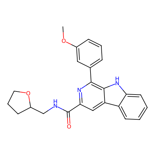 1-(3-methoxyphenyl)-N-((tetrahydrofuran-2-yl)methyl)-9H-pyrido[3,4-b]indole-3-carboxamide structure