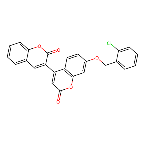 7'-((2-chlorobenzyl)oxy)-2H,2'H-[3,4'-bichromene]-2,2'-dione structure