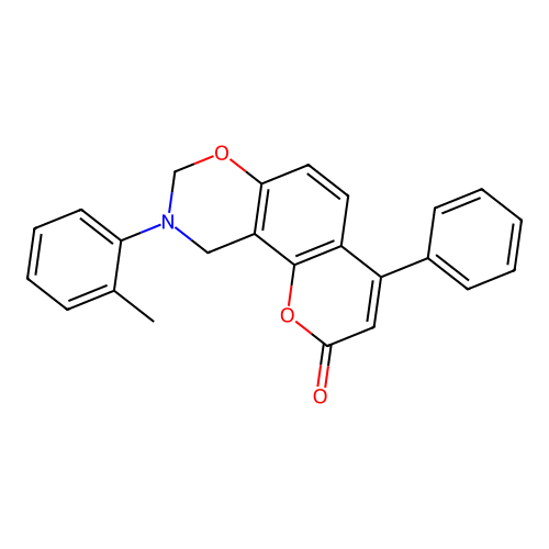 4-phenyl-9-(o-tolyl)-9,10-dihydrochromeno[8,7-e][1,3]oxazin-2(8H)-one structure