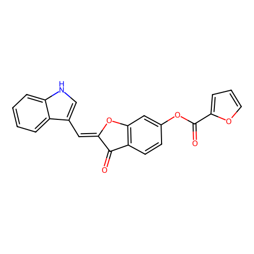 (Z)-2-((1H-indol-3-yl)methylene)-3-oxo-2,3-dihydrobenzofuran-6-yl furan-2-carboxylate structure