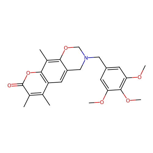 6,7,10-trimethyl-3-(3,4,5-trimethoxybenzyl)-3,4-dihydro-2H,8H-chromeno[6,7-e][1,3]oxazin-8-one structure