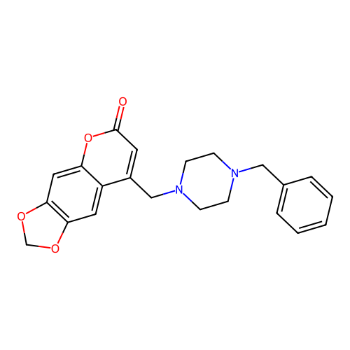 8-((4-benzylpiperazin-1-yl)methyl)-6H-[1,3]dioxolo[4,5-g]chromen-6-one structure