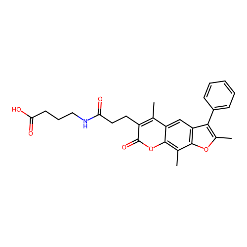 4-(3-(2,5,9-trimethyl-7-oxo-3-phenyl-7H-furo[3,2-g]chromen-6-yl)propanamido)butanoic acid structure