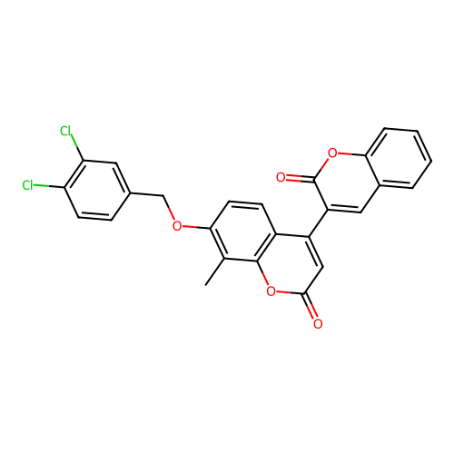7'-[(3,4-dichlorobenzyl)oxy]-8'-methyl-2H,2'H-3,4'-bichromene-2,2'-dione structure