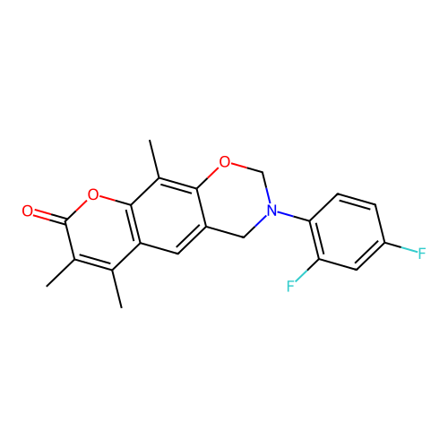 3-(2,4-difluorophenyl)-6,7,10-trimethyl-3,4-dihydrochromeno[6,7-e][1,3]oxazin-8(2H)-one structure