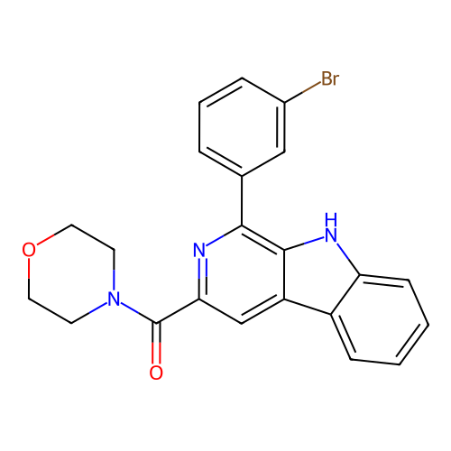 (1-(3-bromophenyl)-9H-pyrido[3,4-b]indol-3-yl)(morpholino)methanone structure