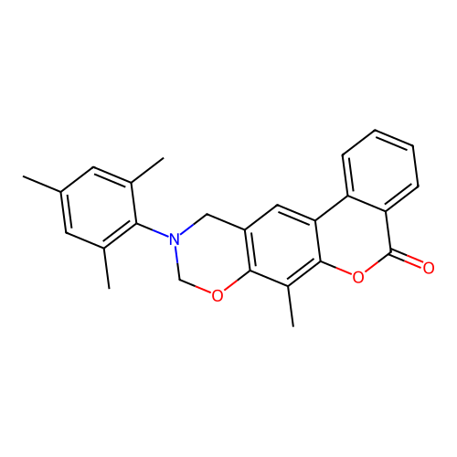 10-mesityl-7-methyl-10,11-dihydrobenzo[3,4]chromeno[6,7-e][1,3]oxazin-5(9H)-one structure