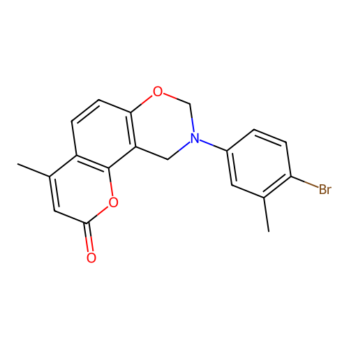 9-(4-bromo-3-methylphenyl)-4-methyl-9,10-dihydrochromeno[8,7-e][1,3]oxazin-2(8H)-one structure