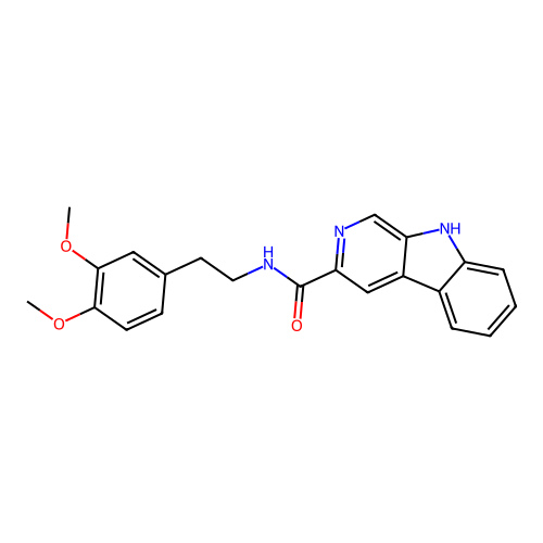 N-(3,4-dimethoxyphenethyl)-9H-pyrido[3,4-b]indole-3-carboxamide structure