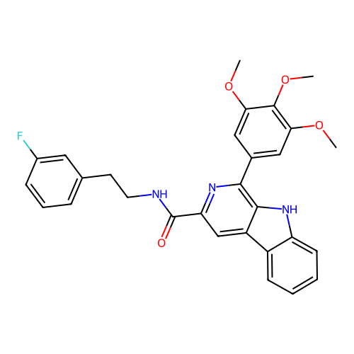 N-(3-fluorophenethyl)-1-(3,4,5-trimethoxyphenyl)-9H-pyrido[3,4-b]indole-3-carboxamide structure