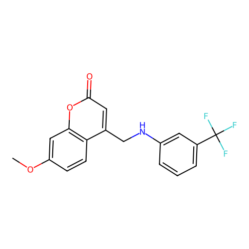 7-Methoxy-4-({[3-(trifluoromethyl)phenyl]amino}methyl)chromen-2-one structure