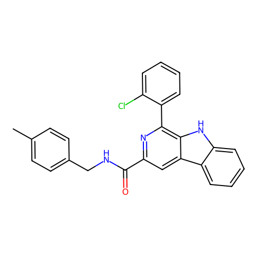 1-(2-chlorophenyl)-N-(4-methylbenzyl)-9H-beta-carboline-3-carboxamide structure