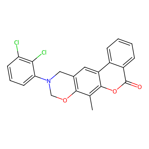 10-(2,3-dichlorophenyl)-7-methyl-10,11-dihydrobenzo[3,4]chromeno[6,7-e][1,3]oxazin-5(9H)-one structure
