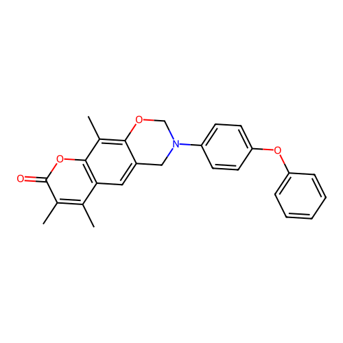 6,7,10-trimethyl-3-(4-phenoxyphenyl)-3,4-dihydrochromeno[6,7-e][1,3]oxazin-8(2H)-one structure